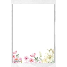 A5 Çiçek Bloknot Çizgisiz Defter - 50 Yaprak - Memopad - Notepad - Not Defteri - Not Kağıdı - 3098 Çok Renkli