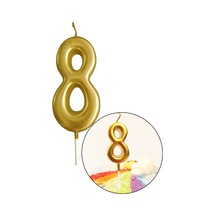 8 Yaş Gold Rakam Mum, Parlak Altın Rengi Doğum Günü Mumu Sarı Yaldızlı Pasta Mumu