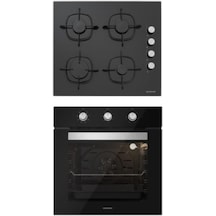 Silverline BO6503B01 - CS5335B01 Siyah Cam Ankastre Set