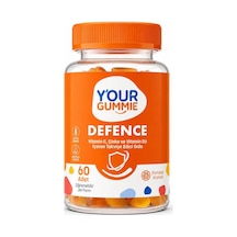 Defence C Vitamini, D3 Vitamini Ve Çinko İçeren Takviye Edici Gıda Bağışıklık Desteği Portakal Aromalı 60 Gummy