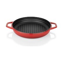 Schafer Guss Chef Döküm Yuvarlak Grill Tava Çift Kulplu 28Cm-1 Parça