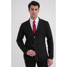 Comfort Fit Ceket Yaka Torba Cep Düğmeli Siyah Yünlü Triko Ceket 04 Siyah