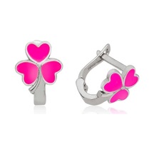 Gümüş Pembe Yonca Çocuk Küpesi Çok Renkli