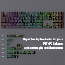 Contourline Keycaps 130 Adet Klavye Tuşu Tam Set Çatlak Işıklı Tuş Takımı