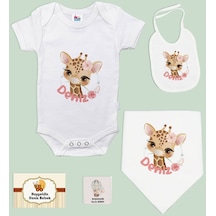 Bk Kids Kişiye Özel İsimli 5 Parça Beyaz Bebek Body Zıbın Ve Battaniye Hediye Seti, Yeni Doğan Bebek Giyim Hediyesi-9