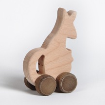 Ahşap El Yapımı Montessori Kanguru: Doğal Tekerlekli Oyuncak