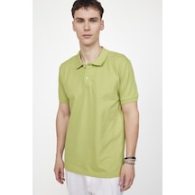 Tudors Erkek Polo Yaka Slim Fit Düz Pamuk Pike Yeşil Tişört-26829-Yeşil