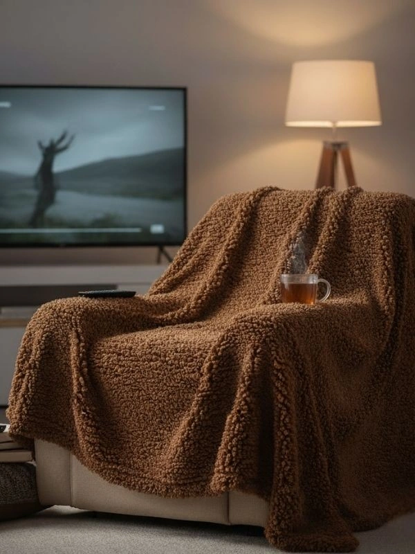 Wellsoft Battaniye, Dört Mevsim Televizyon Battaniyesi, Peluş, Polar Battaniye, Tek Kişilik, 170 230 Kahve