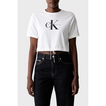 Calvin Klein Pamuklu Logolu Regular Fit Bisiklet Yaka T Shirt Lv047g288gyaf Bayan T Shirt Lv047g288g Yaf Beyaz