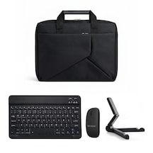 Microcase Huawei Matepad 11.5 S 2026 İle Uyumlu Apple MacBook Laptop Çantası 2 Bölmeli + Bluetooth Klavye+mouse+tablet Standı Siyah Al5568