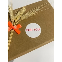 For You Kırmızı Yazılı Yuvarlak Yapışkanlı Etiket 5x5 Cm 100 Adet