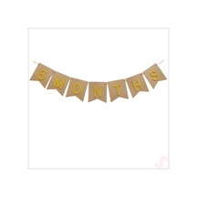 6 Months Simli Evalı Kraft Banner, 110cm X 17cm - Altın 0-99