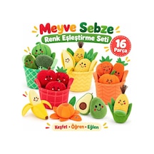 Robokids Montessori Meyve Sebze Renk Eşleştirme Duyusal Bebek Oyuncağı 16 Parça