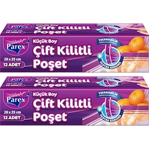 Çift Kilitli Buzdolabı Poşeti 12'li Küçük Boy 20 X 25 Cm İkili Paket