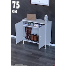Bulut Ayakkabılık - Kapaklı 1 Raf 2 Bölmeli Dar Alanlar İçin Çok Amaçlı Dolap 75 Cm Beyaz