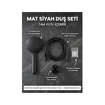 Mat Siyah Lüks Duş Seti - 4 Fonksiyonlu Masajlı Duş Başlığı + 150cm Hortum + Askı Tam Takım Siyah Diğer