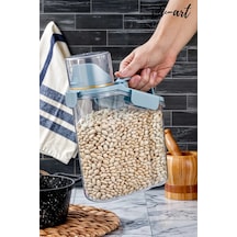 1.8 L Kapaklı Sıvı Toz Deterjan Saklama Kabı Banyo Organizer Çok Amaçlı Saklama Kutusu Mavi
