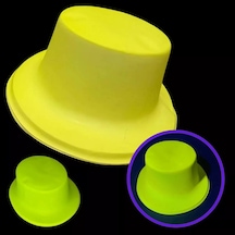 Neon Partisi Sarı Renk Plastik Fötr Şapka Yetişkin
