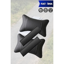 Fiat İdea Uyumlu Deri Kemer Koruyucu Set Siyah Lüks Deri Yastık