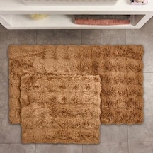 Soft Bubble 2'li Banyo Paspası - Kahverengi - 60x100 Cm + 50x60 Cm Çok Renkli