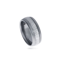 Erkek Beyaz Çizgi Detay Gümüş Renk Tungsten Yüzük Gümüş