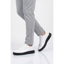 Walkway Erkek Beyaz-siyah Bağcıklı Kalın Taban Erkek Casual Ayakkabı Sneaker 8078 Dashor M