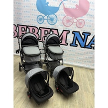 Bebemnas İkiz Yanyana Ayrılıp Birleşen Travel Bebek Arabası + 2 Adet Puset Dahil Tam Set