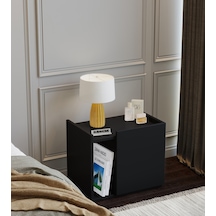 50 Cm Mdf Modern Siyah Komodin Çok Amaçlı Dolap Yan Sehpa