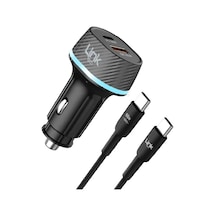 Linktech C434 55w Dual Pd30w + Qc25w Araç Şarj Aleti Type-c To Type-c Kablo Set -