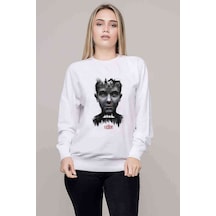 Stranger Things The Upside Down Baskılı Beyaz Kadın Sweatshirt (534612428)