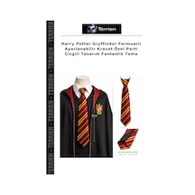Terrien Harry Potter Gryffindor Fermuarlı Ayarlanabilir Kravat Özel Parti Çizgili Tasarım Fantastik Tema Kırmızı - Sarı