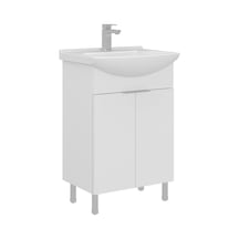 Orka Purus 55 Cm Parlak Beyaz Banyo Dolabı Alt Modül Lavabo Ayaklı Beyaz