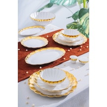 Acar Marlene Gold 6 Kişilik 29 Parça Poreselen Yemek Takımı Beyaz/gold