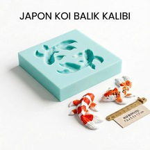 3d İkili Japon Koi Balığı Silikon Kalıbı - Epoksi, Taş Tozu, Mum Kalıbı 7,5 X 5,5 Cm