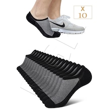 Bgk Unisex 10 Çift Pamuklu Görünmez Sneakers Çorap Siyah BGK-971421-Koyu Gri