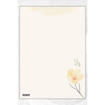 A5 Çiçek Kelebek Bloknot Çizgisiz Defter - 50 Yaprak - Notepad - Not Defteri - Not Kağıdı Sarı Sarı