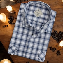 Linen Keten Klasik Kısa Kollu İki Cepli Kapaklı Beyaz Baba Gömleği Regular Kalıp -10270 Beyaz