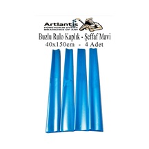 Buzlu Rulo Şeffaf Mavi Kaplık 4 Adet 40x150 Cm Defter Kitap Kaplığı Okul Öğrenci Rulo Kaplık