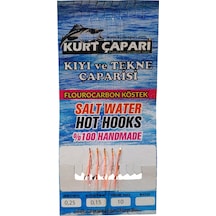 Kurt Çapari 10 Numara 5 İğneli Uv Turuncu Simli 0.25 Beden 0.15 Kısa Köstek Standart