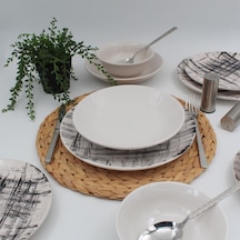 Ekose 8 Parça 2 Kişilik Siyah Yemek Takımı Düz