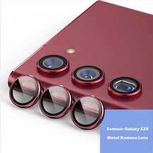 Mey İthalat Samsung Galaxy Uyumlu S23 Plus Metal Kamera Lens - Kırmızı