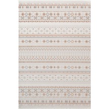 Icon Ic008r Krem Halı Renkli Kilim Desenli Akrilik Ve Pamuk Tabanlı 4 Mevsim Salon Halısı-753 Krem