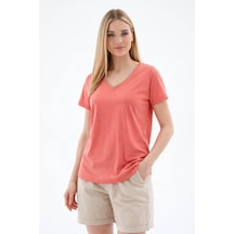 Fashion Friends V Yaka Kiremit Kadın T-shirt 26y0478k1