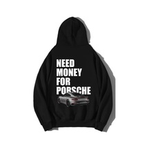 Brz Collection Unisex Oversize Need Money For Porsche Hoodie Siyah
