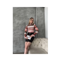 Verymoda Zik Zag Desen Bluz F1558 Oranj