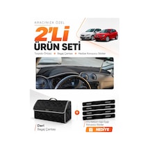 E-biz Seat Ibıza 2008-2017 Uyumlu Torpido Örtüsü + Deri Bagaj Çantası Seti - Siyah-gri - Se004