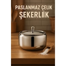Paslanmaz Çelik Şık Görünümlü Şekerlik Parlak Metalik