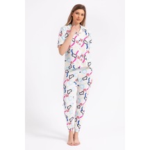 Rolyply Love Krem Kadın Gömlek Pijama Takımı 5274-29171