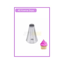 4b Açık Yıldız Desen Krema Duyu Büyük Boy Pasta Duyu Paslanmaz Çelik Krema Torbası Ucu 2.5x1.2x3.8 Cm Metalik Gri