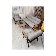 Houseart Balkon, Bahçe,teras,cafe - Salon - Metal Kanepe Koltuk Takımı - 3 1 1 Sehpa Gri